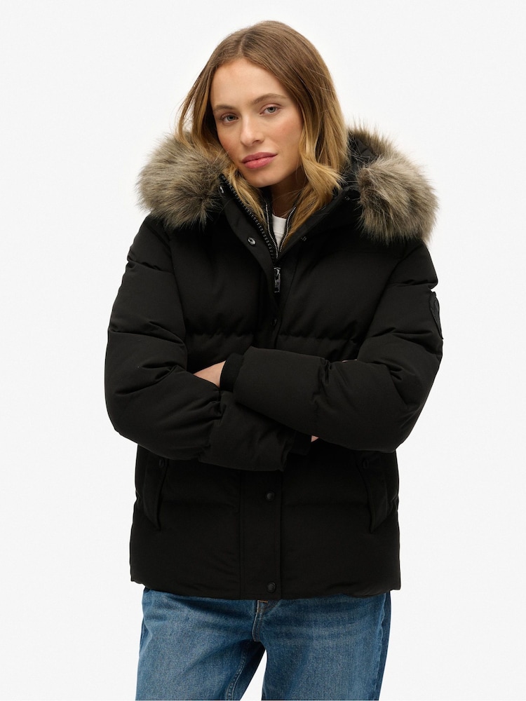 Superdry Black Everest Five Baffle Puffer Jacket - Image 1 of 7