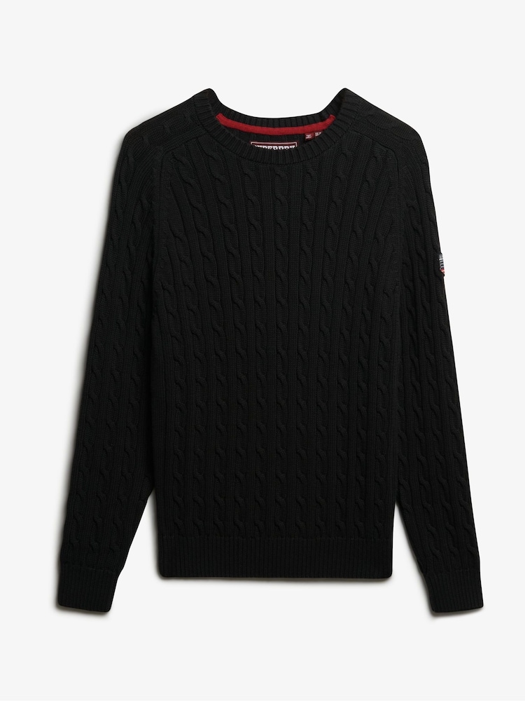 Superdry Black Slouchy Cable Knit Jumper - Image 6 of 6 Superdry Black Slouchy Cable Knit Jumper - Image 6 of 6