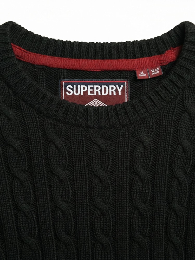 Preto - Suéter de malha trançada slouchy da Superdry - Imagem 7 de 7