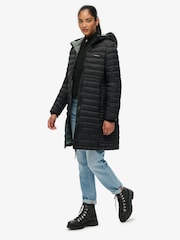 Superdry Black Hooded Fuji Lite Mid Length Padded Coat - Image 4 of 8