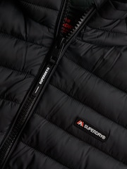 Superdry Black Hooded Fuji Lite Mid Length Padded Coat - Image 8 of 8