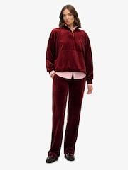 Superdry Red Country Club Velour Quarter Zip Sweattop - Image 1 of 6