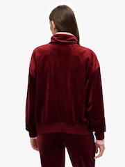 Superdry Red Country Club Velour Quarter Zip Sweattop - Image 3 of 6