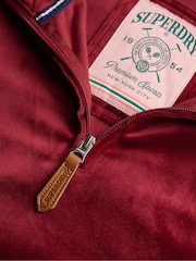 Superdry Red Country Club Velour Quarter Zip Sweattop - Image 6 of 6