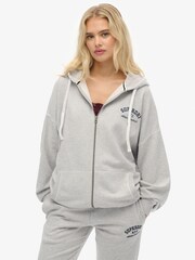 Superdry Grey Athletic Essentials Oversized Zip Hoodie - Image 2 of 6