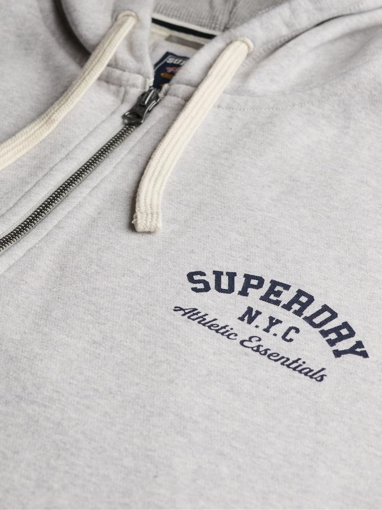 Superdry Grey Athletic Essentials Oversized Zip Hoodie - Image 6 of 6
