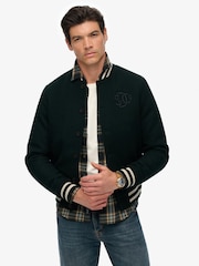 Superdry Green Varsity Monogram Wool Bomber Jacket - Image 2 of 7