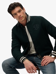 Superdry Green Varsity Monogram Wool Bomber Jacket - Image 5 of 7