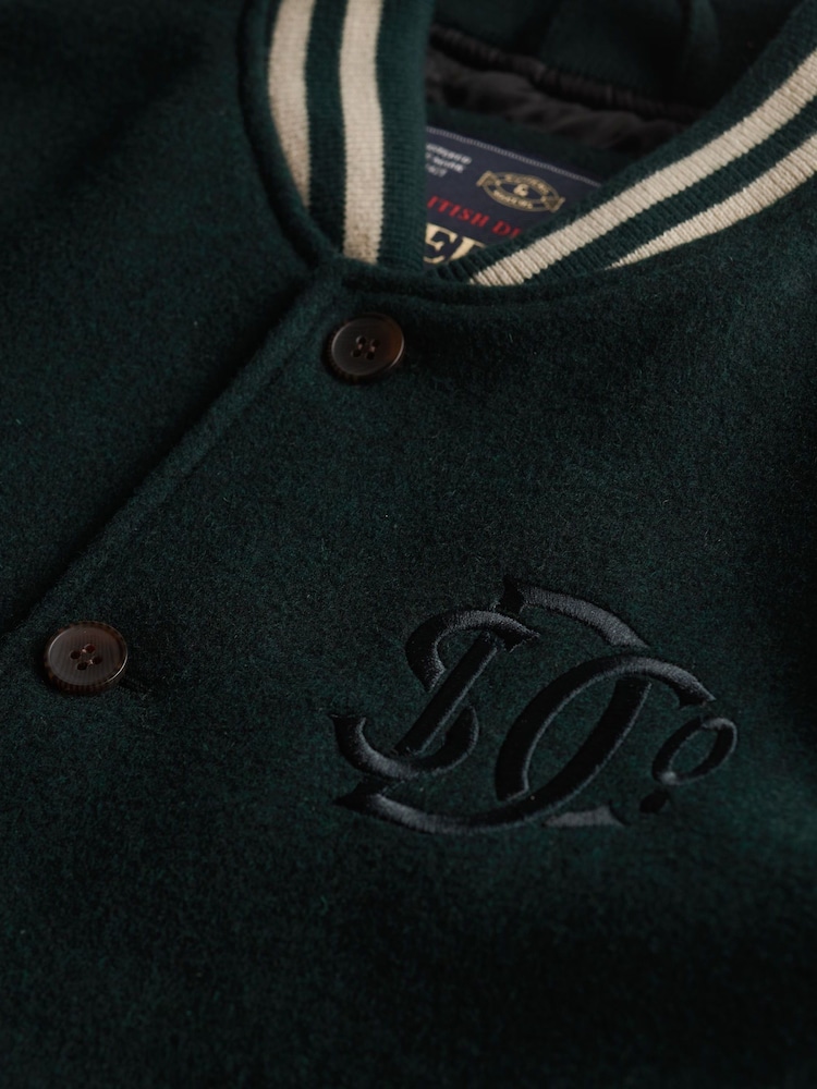 Superdry Green Varsity Monogram Wool Bomber Jacket - Image 7 of 7 Superdry Green Varsity Monogram Wool Bomber Jacket - Image 7 of 7