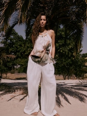 Cream Palm Print High Neck Top - Image 4 of 5