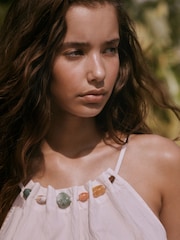 Cream Palm Print High Neck Top - Image 5 of 5