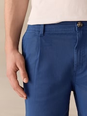 French Albastru - Supima Rich Cotton Pleated Chino Shorts - Imaginea 6 din 10