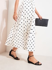 Piele întoarsă artificială neagră - Friends Like These Cross Over Strap Occasion Mini Wedges - Imaginea 3 din 5