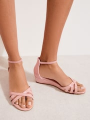 Nude lăcuit - Friends Like These Cross Over Strap Occasion Mini Wedges - Imaginea 1 din 4