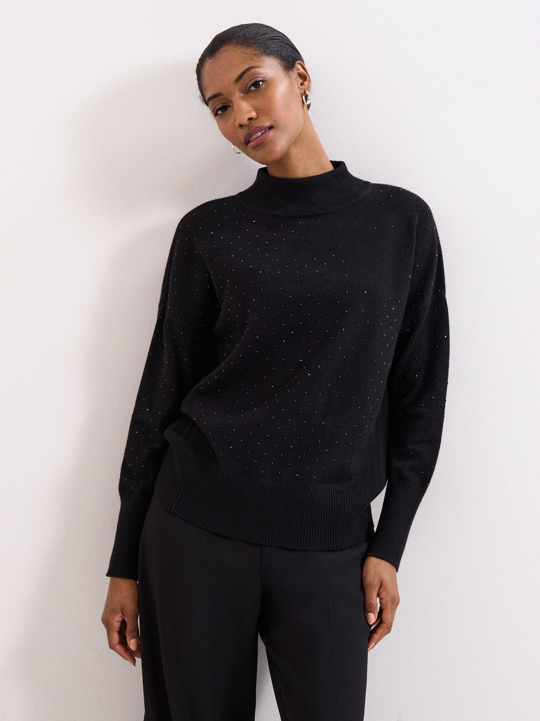 Phase Eight Women's Black Studd Steph Sweater In | : Large - Image 1