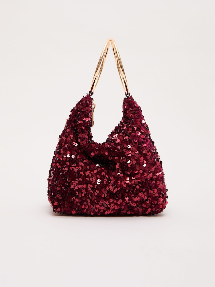 Phase Eight Red Sequin Clutch Bag - Image 1 of 6