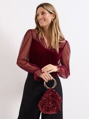 Phase Eight Red Sequin Clutch Bag - Image 5 of 6