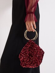 Phase Eight Red Sequin Clutch Bag - Image 6 of 6