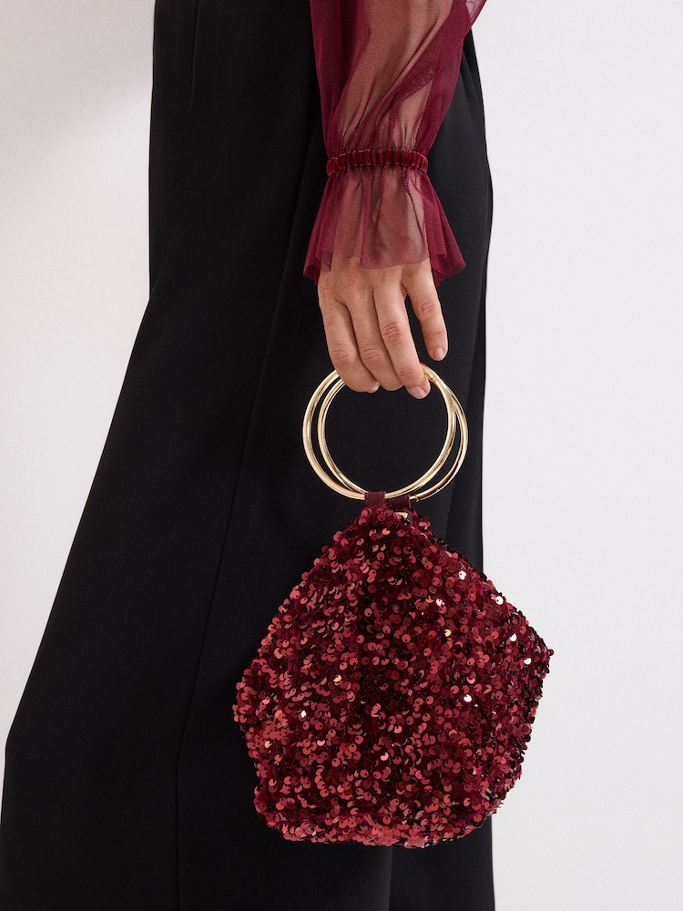 Phase Eight Red Sequin Clutch Bag - Image 6 of 6