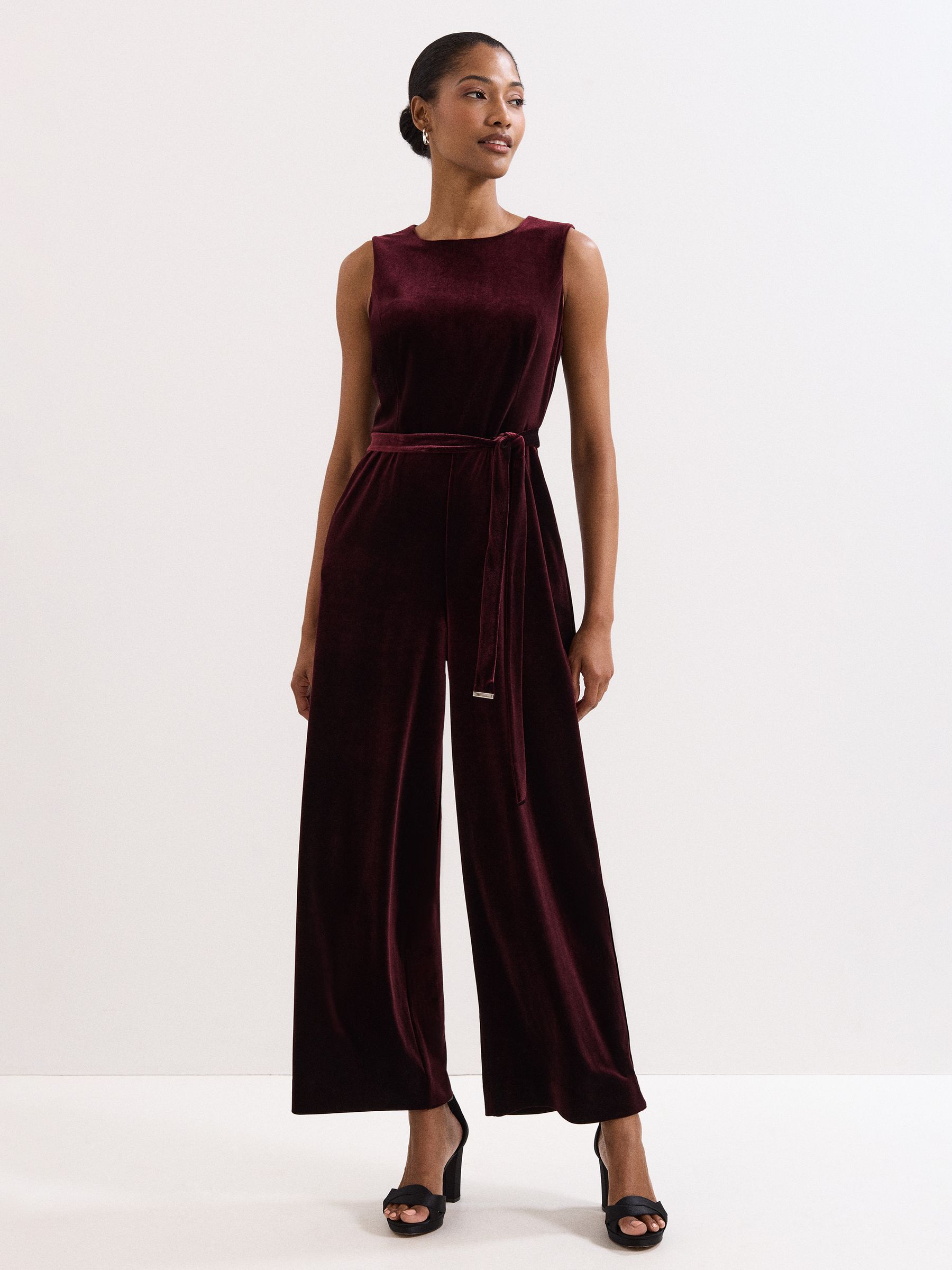 Phase Eight Women's Red Martha Velvet Jumpsuit