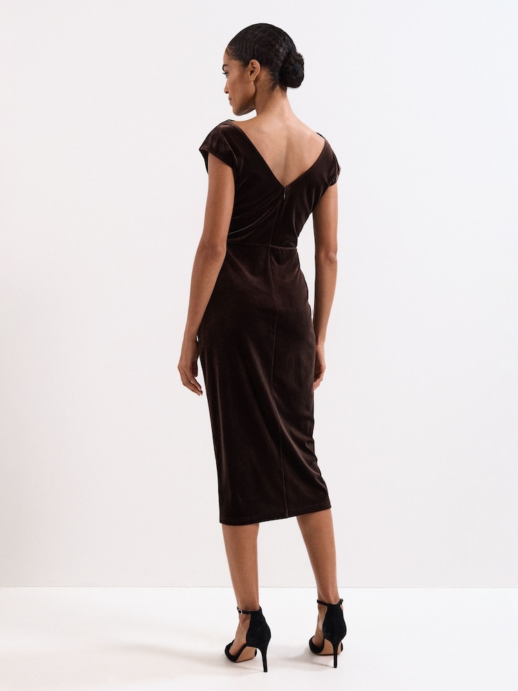 Phase Eight Brown Verra Midi Dress - Image 2 of 6