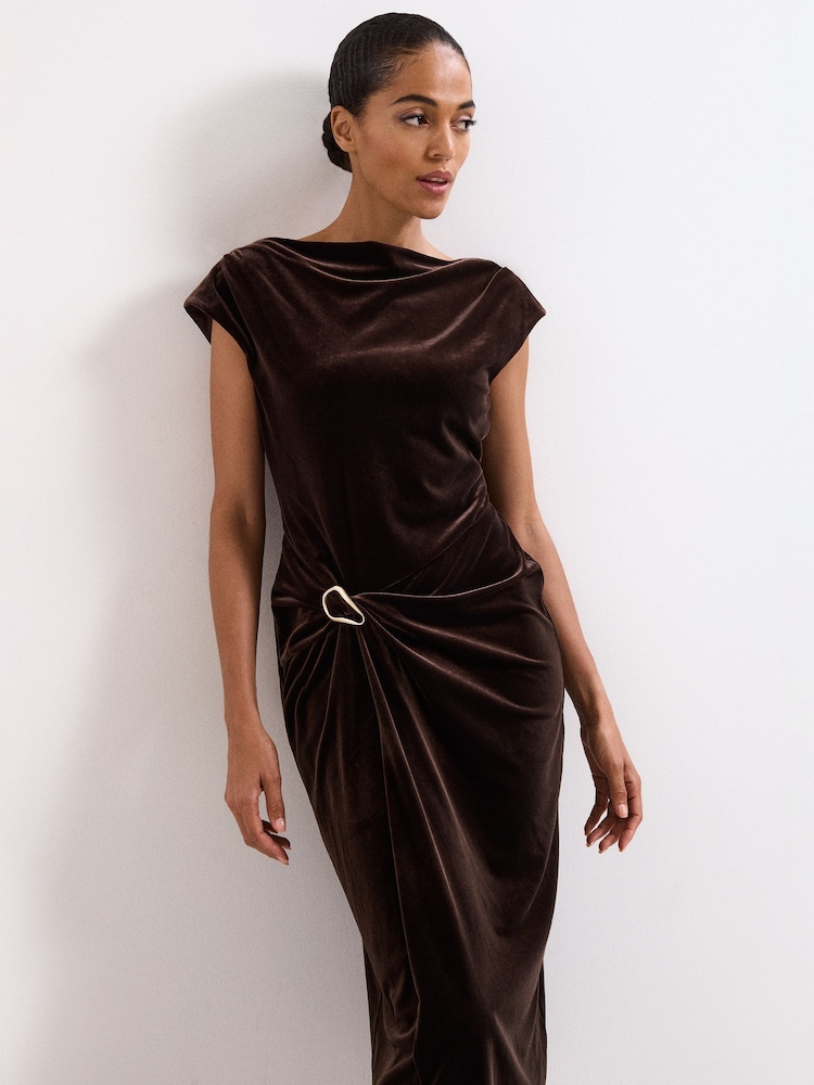 Buy Phase Eight Brown Verra Velvet Midi Dress from Next USA