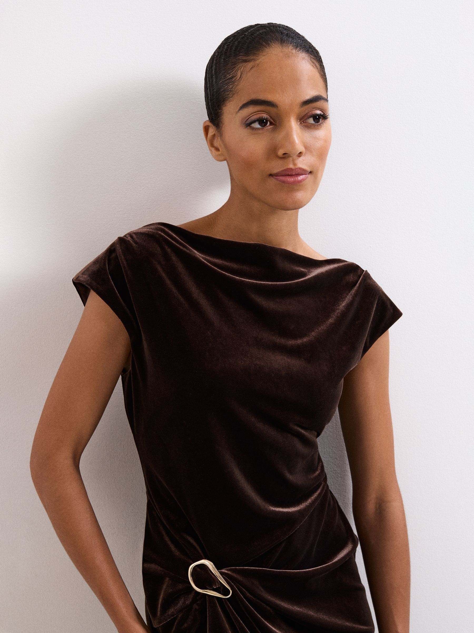 Buy Phase Eight Brown Verra Velvet Midi Dress from Next USA