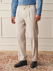 素色 - Archive Pleated Cotton Linen Suit Trousers - 圖片 1/6