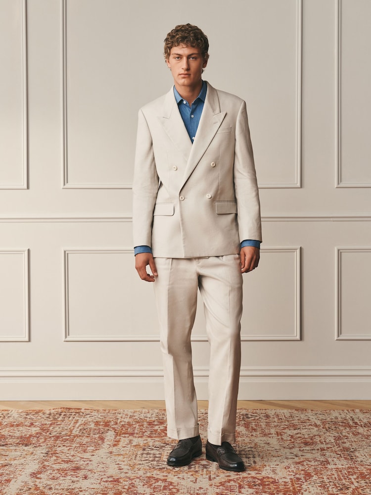 素色 - Archive Pleated Cotton Linen Suit Trousers - 圖片 2/6