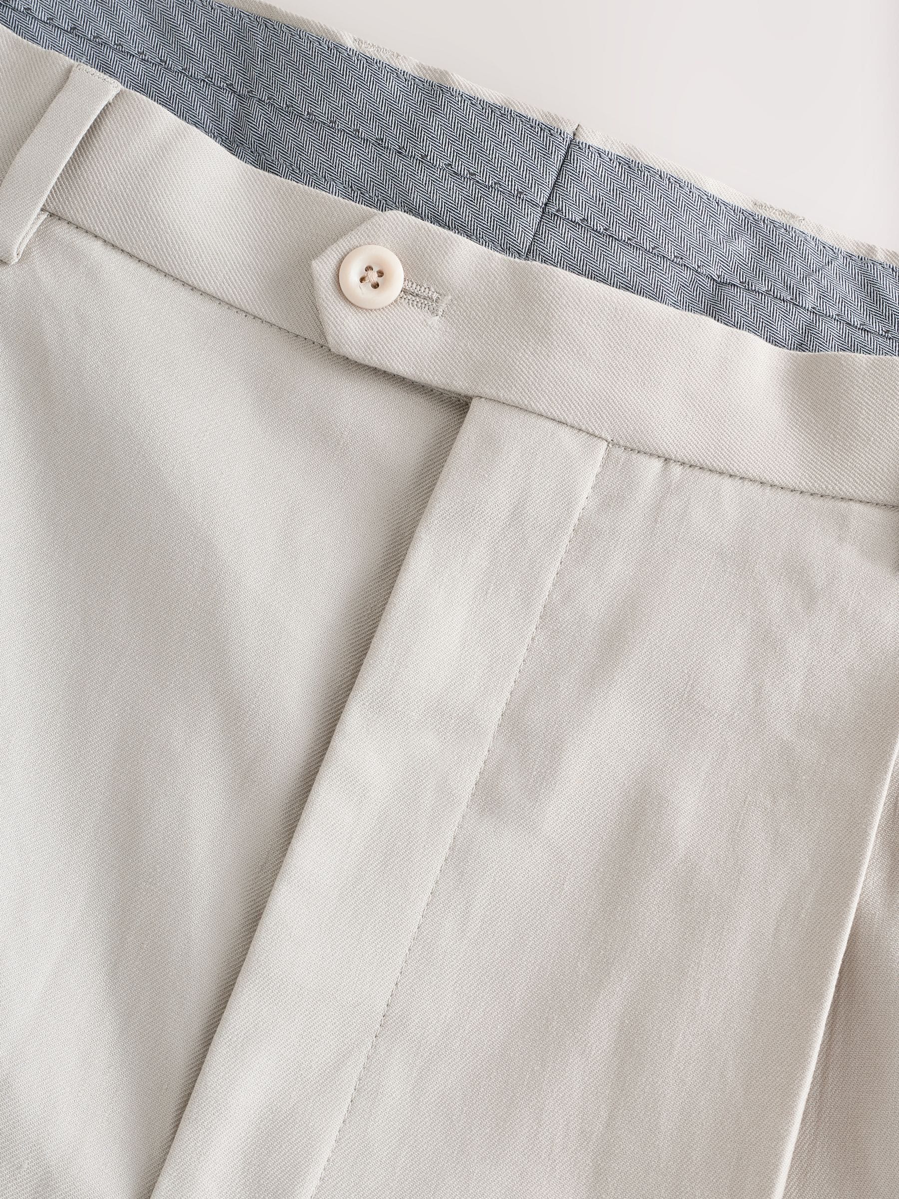 Buy Neutral Relaxed Fit Archive Pleated Cotton Linen Twin Pleat