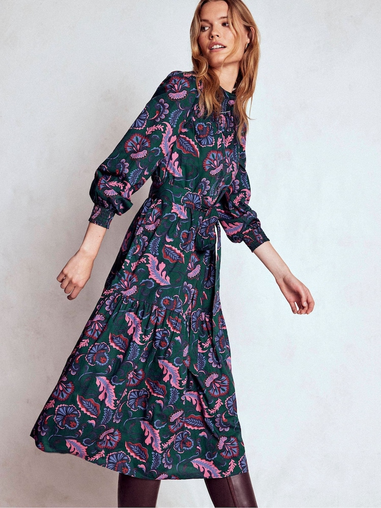 Boden Green Cecily Cotton Midi Dress - Image 2 of 6 Boden Green Cecily Cotton Midi Dress - Image 2 of 6