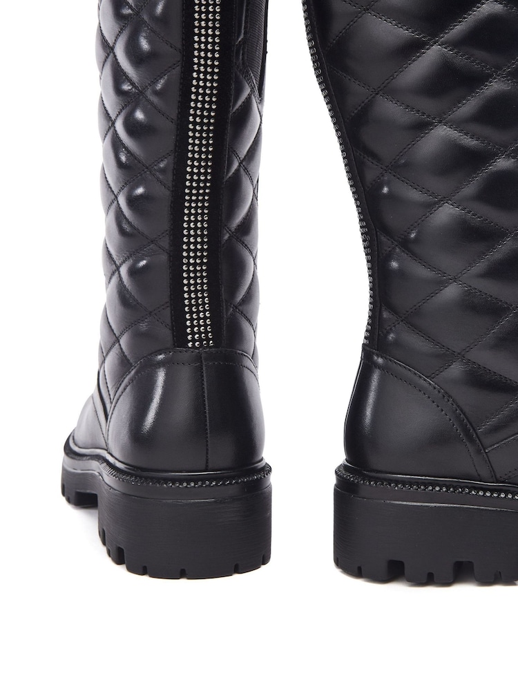 Moda in Pelle Roux Lace-Up Biker Black Boots With Double Buckle Feature - Image 4 of 4 Moda in Pelle Roux Lace-Up Biker Black Boots With Double Buckle Feature - Image 4 of 4