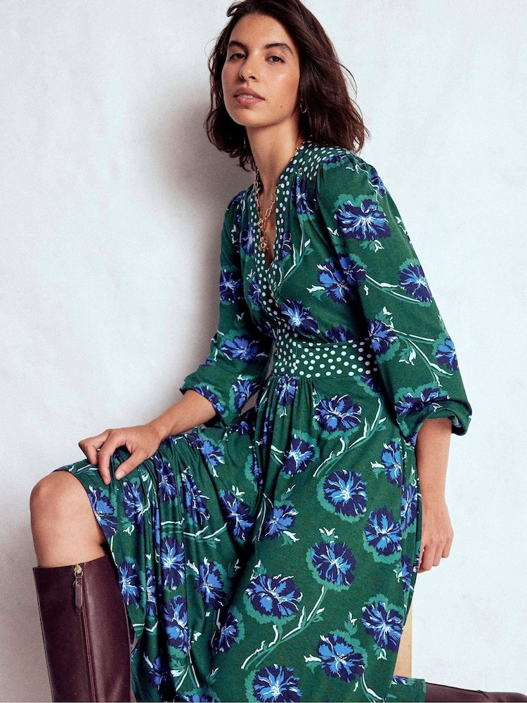 Boden Green Lily Long Sleeve Midi Dress - Image 1 of 5 Boden Green Lily Long Sleeve Midi Dress - Image 1 of 5