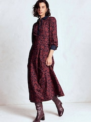 Boden Red Empire Waistline Shirt Dress - Image 4 of 6