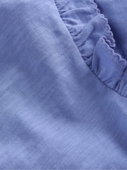 Boden Blue Frill Sleeve Slub Top - Image 2 of 2