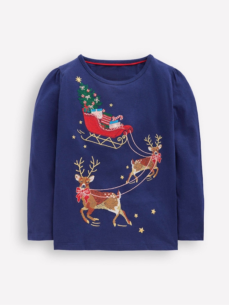 Boden Blue Long Sleeve Superstitch T-Shirt - Image 1 of 3 Boden Blue Long Sleeve Superstitch T-Shirt - Image 1 of 3