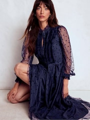 Boden Blue Tulle Ruffle Maxi Dress - Image 4 of 6