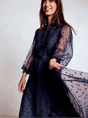 Boden Blue Tulle Ruffle Maxi Dress - Image 5 of 6