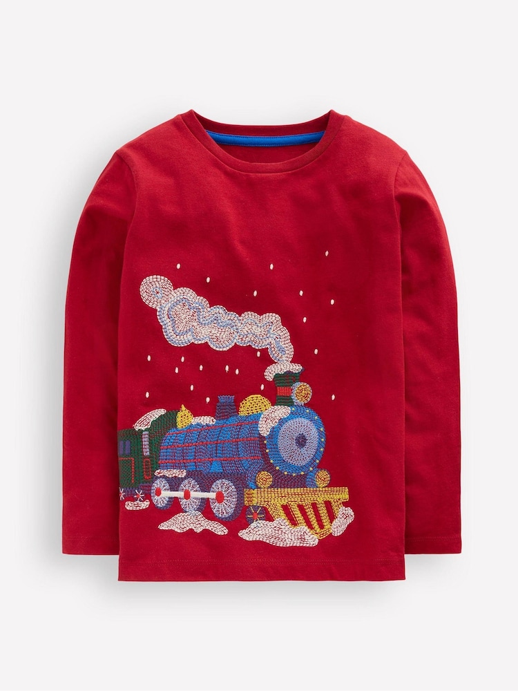 Boden Red Superstitch Sleeved T-Shirt - Image 1 of 3