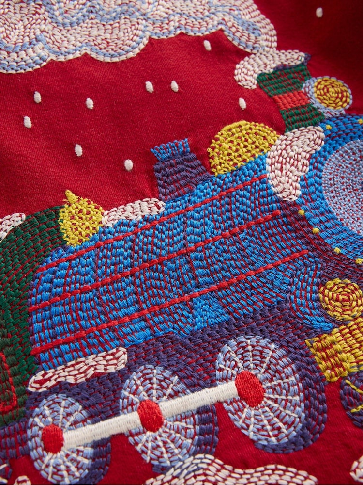 Boden Red Superstitch Sleeved T-Shirt - Image 3 of 3