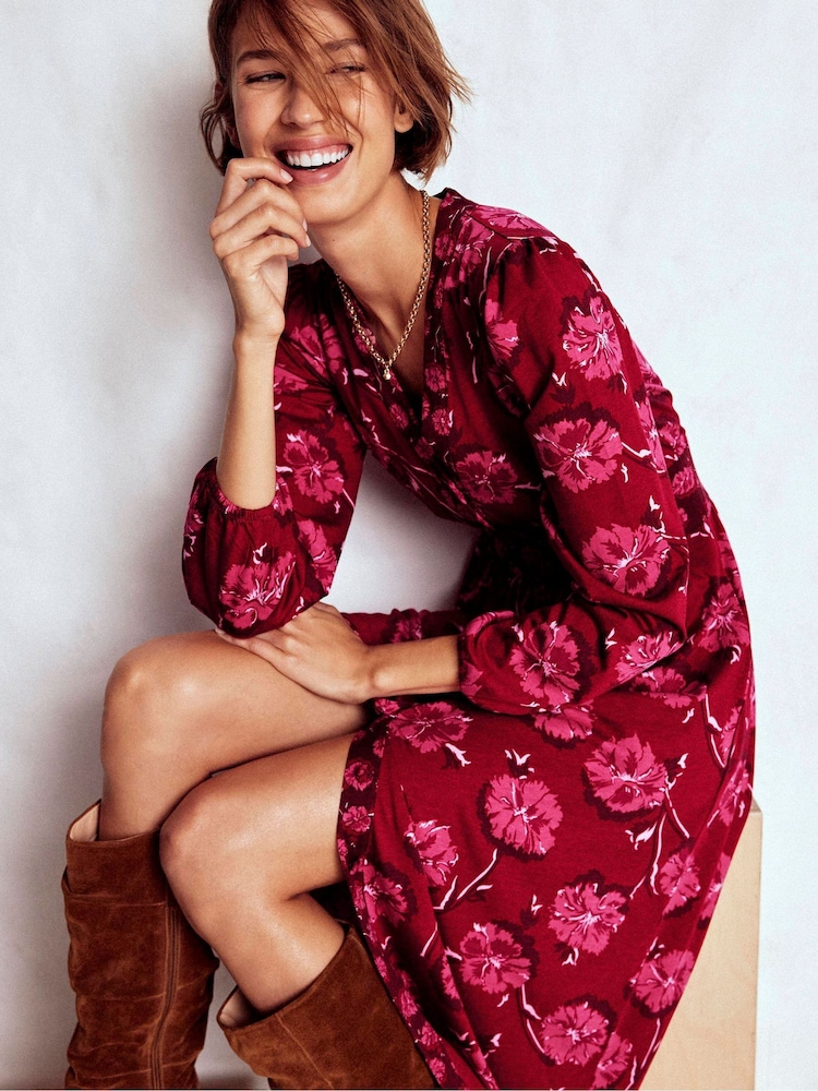 Boden Red Natalia Long Sleeve Tea Dress - Image 1 of 6 Boden Red Natalia Long Sleeve Tea Dress - Image 1 of 6