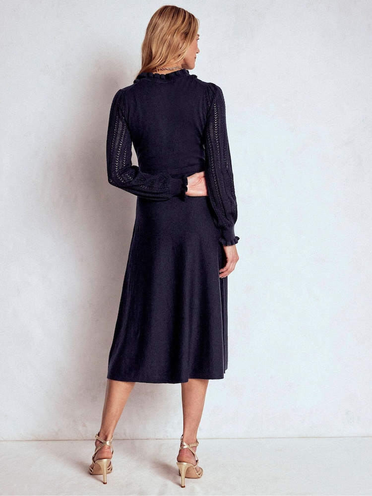 Buy Boden Blue Winifred Frilled Knitted Dress from Next USA
