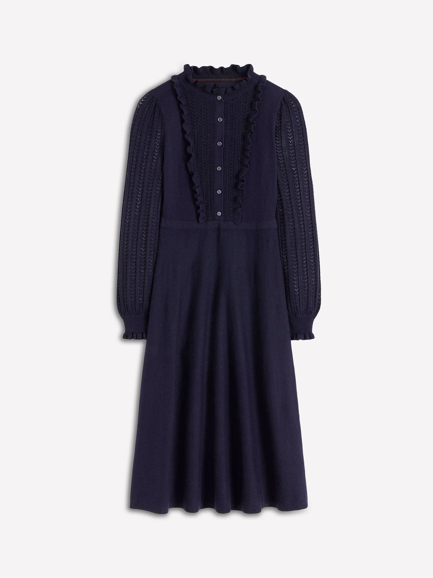 Buy Boden Blue Winifred Frilled Knitted Dress from Next USA