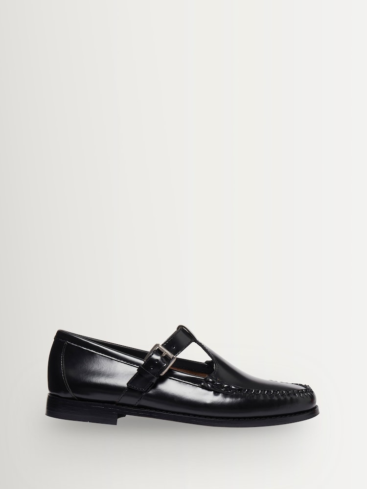 G.H.Bass Black Mary Jane Leather Loafers - Image 1 of 6