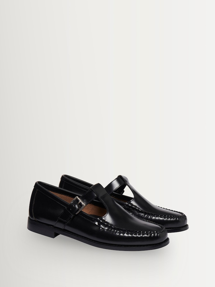 G.H.Bass Black Mary Jane Leather Loafers - Image 2 of 6