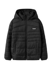 Name It Black Hooded Puffer Jacket - Image 1 of 5