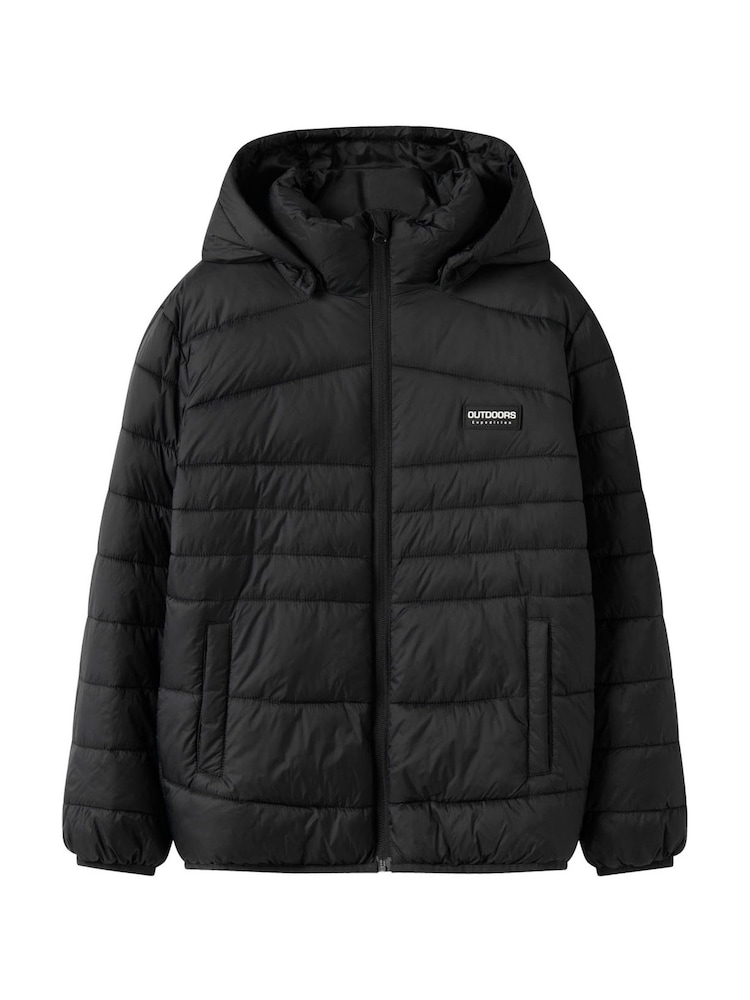 Name It Black Hooded Puffer Jacket - Image 1 of 5