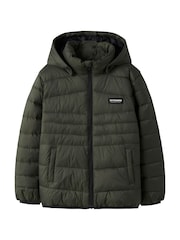 Name It Green Hooded Puffer Jacket - Image 1 of 5