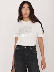 Mint Velvet White Metallic Flower T-Shirt - Image 2 of 7
