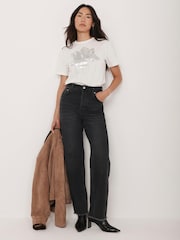 Mint Velvet White Metallic Flower T-Shirt - Image 4 of 7